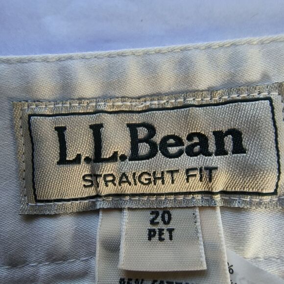 LL Bean Khaki Pants NEW Womens 20 Petite Tan Side Zip Cotton Stretch Pockets - Picture 9 of 13